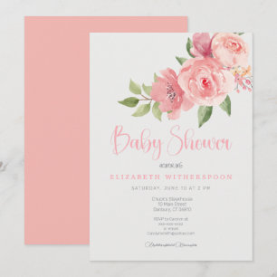 Pink floral baby Shower Invitation stylish chic