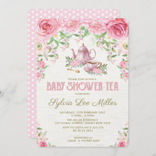 Pink Floral Baby Shower Kitchen Tea Party Invite