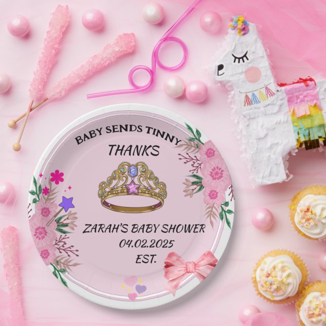 PINK FLORAL BABY SHOWER PAPER PLATES (Party)