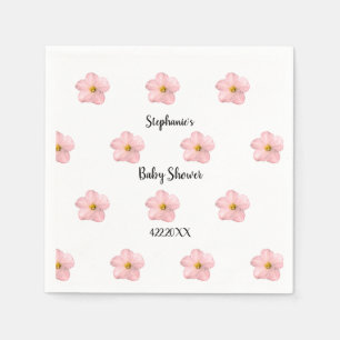 Pink Floral Baby Shower Petunia Pattern Artsy Cute Napkin