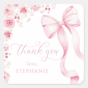 Pink Floral Baby Shower Stickers 
