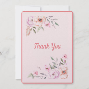 Pink Floral Baby Shower Thank You Card
