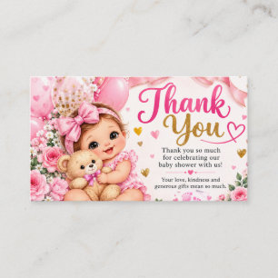 Pink Floral Baby Shower Thank You Card