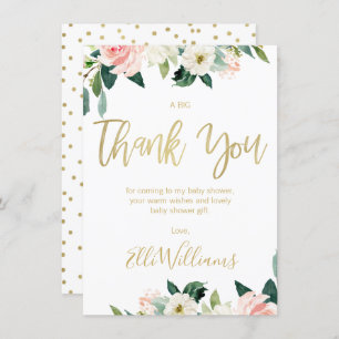 Pink Floral Baby Shower Thank You Card