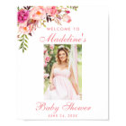 Pink Floral Baby Shower Welcome Photo