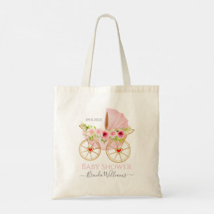 Pink floral baby stroller tote bag