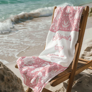 Pink Floral Bachelorette William Morris Pattern Beach Towel