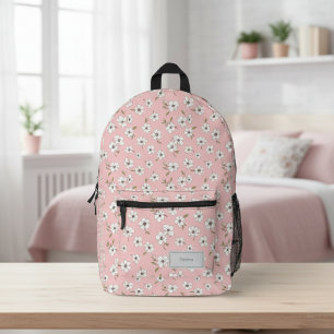 Pink Floral Backpack for Women, Personalized