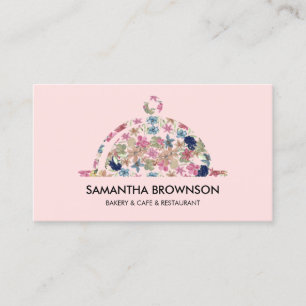 Pink Floral BAKERY & CAFE OWNER & RESTAURANT Business Card