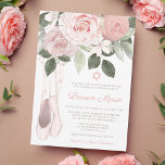 Pink Floral Ballet Bat Mitzvah Invitation<br><div class="desc">This elegant ballet Bat Mitzvah invitation is sure to impress! Beautiful pink rose flowers and ballet pointe shoes decorate this unique invite. Easily personalise for your special day!</div>