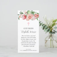 Pink Floral Baptism Bookmark Favour for Girls