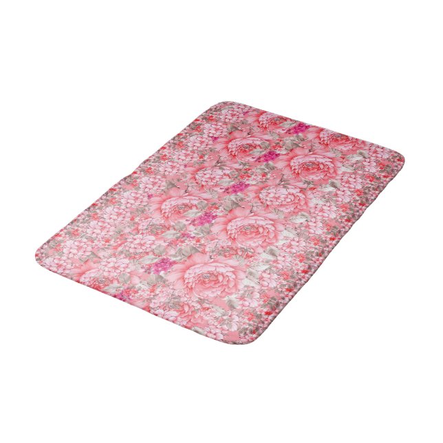 Pink Floral Bath Mat (Angled)