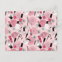 Pink Floral Beauty Products Pattern
