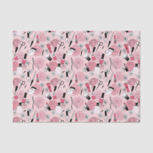 Pink Floral Beauty Products Pattern Tissue Paper