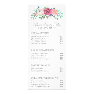 Pink Floral Beauty Salon Service Menu Price List