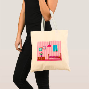 Pink Floral Bedroom Kids Room Tote Bag