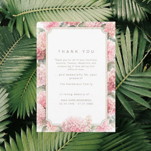 Pink Floral Bereavement Funeral Thank You Card