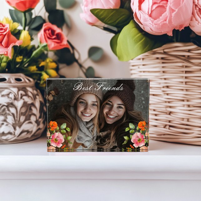 Pink Floral Best Friends  Photo Block (Creator Uploaded)