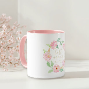 Pink Floral Best Mum Ever Mother's Day Gift Mug