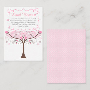 Pink Floral Bird Baby Shower Book Request Enclosure Card