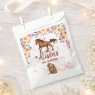 Pink Floral Birthday Horse Birthday Party Favour Bags