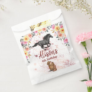 Pink Floral Birthday Horse Birthday Party Favour Bags