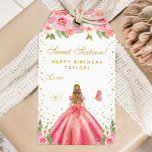 Pink Floral Blonde Hair Girl Sweet Sixteen Gift Tags<br><div class="desc">This elegant and glamourous sweet sixteen birthday gift tag can be personalised with a name. The design features a beautiful princess with blonde hair and fair skin in a pink ball gown. The text combines handwritten script and modern sans serif fonts for a classy and sophisticated look. The floral arrangements,...</div>