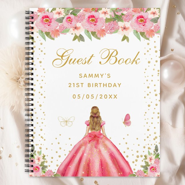 Pink Floral Blonde Hair Princess Guest Book (Creator Uploaded)
