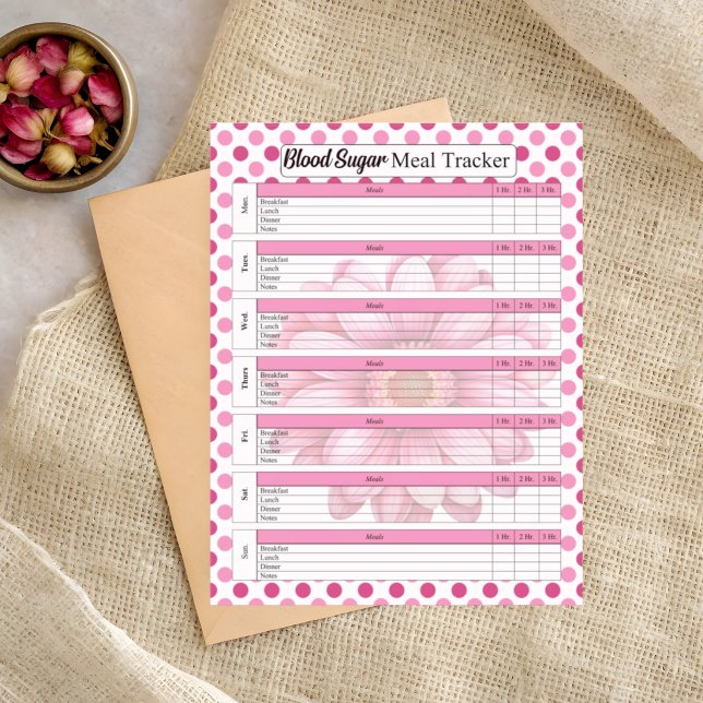 Pink Floral Blood Sugar and Meal Log Notepad (Creator Uploaded)