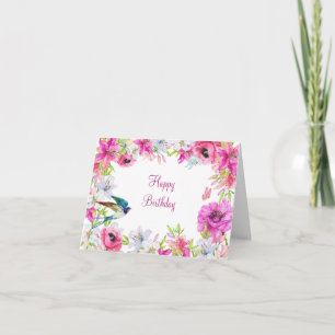 Pink floral bloom artistic  card