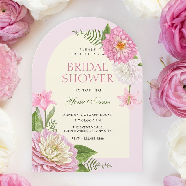 Pink floral bloom bridal shower invitation (Creator Uploaded)