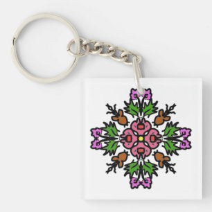Pink Floral Bloom Key Ring