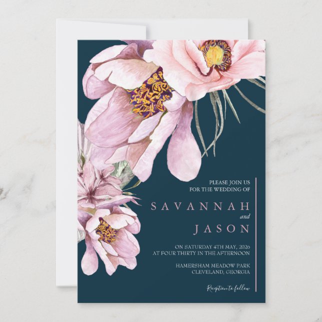 Pink Floral Bloom Sunflower Wedding Invite (Front)