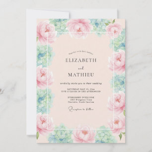 Pink Floral Blossom Wedding Invitation