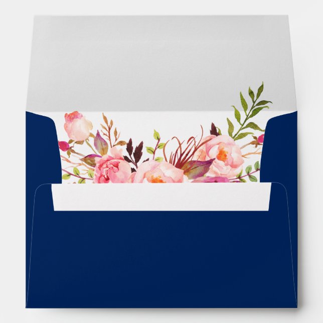 Pink Floral Blue Envelope (Back (Bottom))