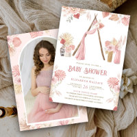 Pink Floral Boho Beach Arbor Photo Baby Shower