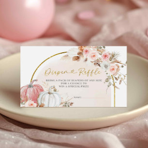 Pink Floral Boho Pumpkin Diaper Raffle Card