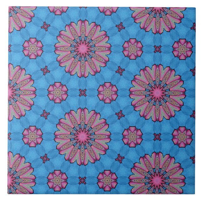 Pink Floral Boho Tile (Front)