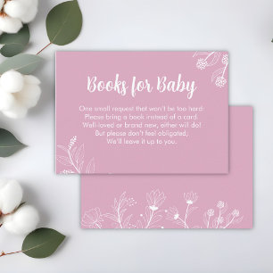 Pink Floral "Books for Baby" Baby Shower  Enclosure Card