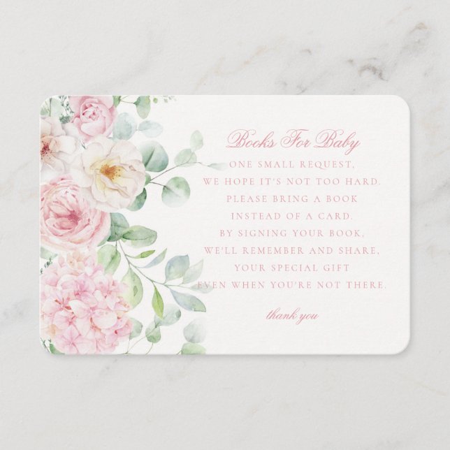 Pink Floral Books for Baby in Bloom Hydrangea Enclosure Card (Front)