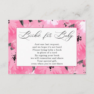 Pink Floral Books for Baby Shower  Enclosure Card