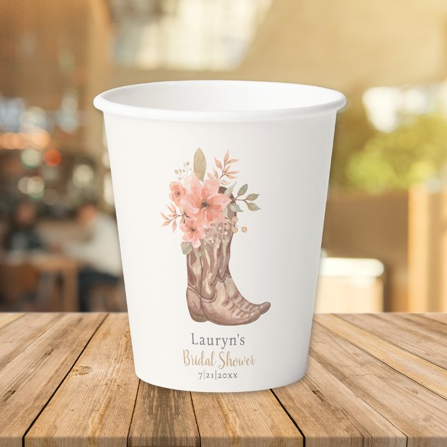 Pink Floral Boots Cowgirl Bridal Shower  Paper Cups (Pink Floral Boots Cowgirl Bridal Shower Paper Cups
)