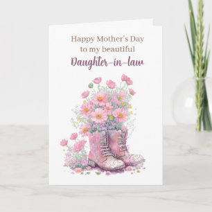 Pink Floral Boots Mother's Day Daughter in Law Card