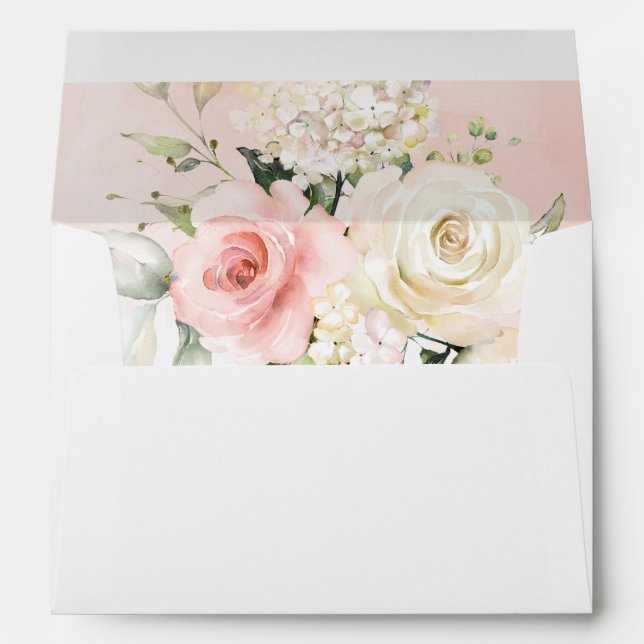 Pink Floral Botanical Birthday Party Invitations Envelope (Back (Bottom))