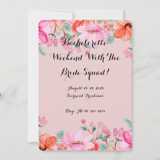 Pink floral Botanical bridal shower  Invitation (Front)