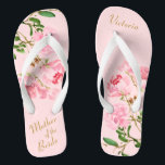 Pink Floral Botanical Mother of Bride Wedding Jandals<br><div class="desc">These personalised Pink Floral Botanical Mother of Bride Wedding flip flops feature an elegant aesthetic design of pink peony flowers watercolor painting. The beautiful flip flops are a memorable gift for wedding party members: bride, bridesmaids, mother of the bride, maid of honour... They will add a stylish dose of glam to your wedding...</div>