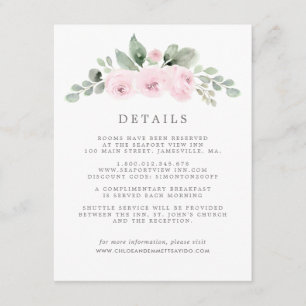 Pink Floral Botanical Wedding Guest Details Enclosure Card