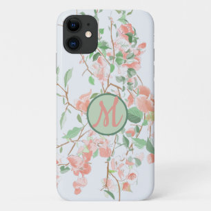 Pink Floral Bougainvillea Monogram Watercolor Case-Mate iPhone Case
