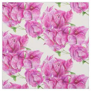Pink floral bougainvillea watercolor pattern fabric