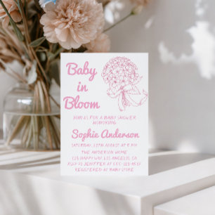 Pink Floral Bouquet Baby in Bloom Baby Shower  Invitation